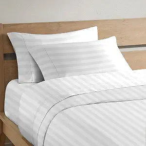 Pizuna Cotton Queen Pillowcases 300 Thread Count Stripe White