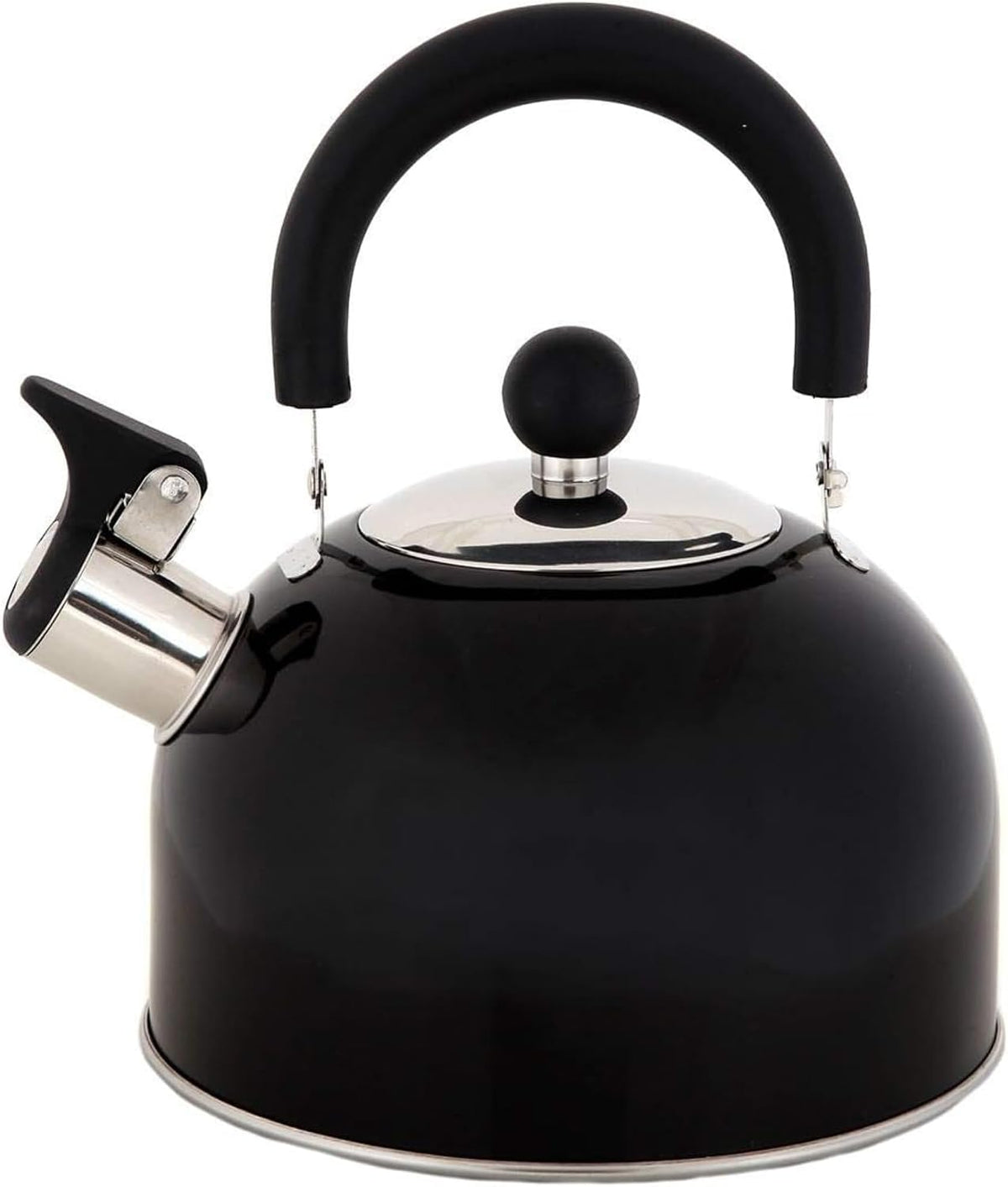 Lily's Home 2 Quart Stainless Steel Whistling Tea Kettle, the Perfect Stovetop Tea and Water Boilers for Your Home, Dorm, Condo or Apartment. (Black)