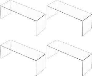 Aminigram Cabinet Shelf Organizer, 4 Pack Clear Riser(12.4 x 4 x 4.6 inch)