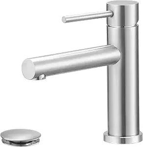 Homevacious Brushed Nickel Bathroom Faucet Single Handle Single Hole