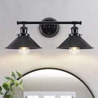 Black Bathroom Light Fixture, 2-Light Farmhouse Vanity Lights for Bathroom