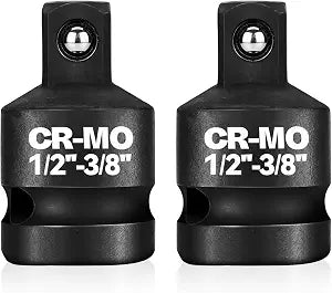 1/2" Female to 3/8" Male Impact Socket Adapter Reducer Set, 2 Pcs Chrome Molybdenum Steel Driver Conversion Adapters, for Sockets and Impact Wrench