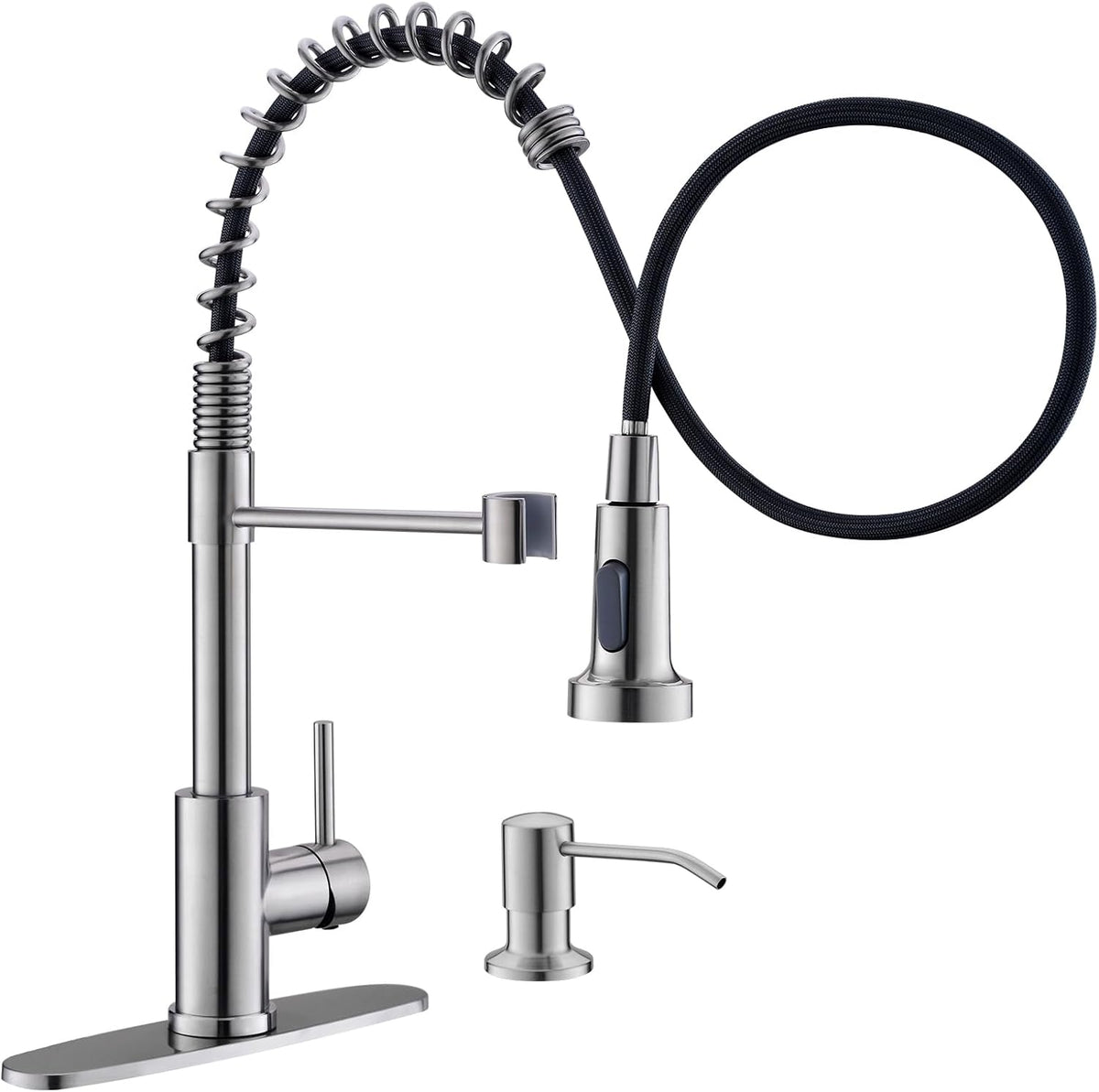 GIMILI Kitchen Faucet with Soap Dispenser Pull Down Sprayer Brushed Nickel
