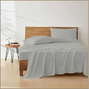 Luxury 4 Piece 3/4 Full Bunk Sheet Set, Ultra Soft Microfiber Sheets with Deep Pockets, Fits Mattresses up to 15 Inches, 42" x 80", Light Grey Solid