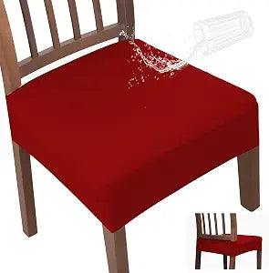 JQinHome Waterproof Dining Chair Seat Covers Set of 4 | Soft Removable Washable Chair Covers for Dining Room,Rear Gap Hook-and-Loop| Elastic Non-Slip, Full Rear Coverage | Red