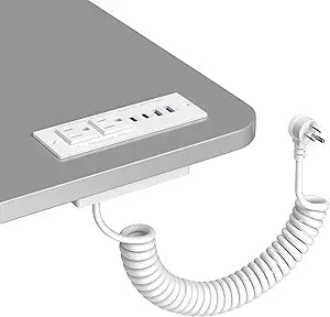 Recessed Power Strip USB C 65W Fast Charging Station,in Drawer Outlet,Furniture Flush Mount for Desktop,Workspace Essential Desk Outlet (White, 6FT)