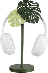Yookeer Monstera Headphone Stand Wood Cute Palm Leaves Desk Decor