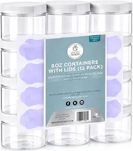 Healthy Packers 8 oz Slime Containers, 12pk Clear Plastic Jars with Lids