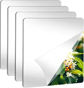 4 Packs Peel and Stick Mirrors for Wall, Self Adhesive Acrylic Mirror Tiles