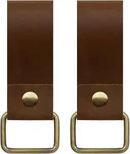 Jack&Chris Genuine Leather Tape Measure Holder, Low-Profile Tape Measure Holder for Belt, Portable Tool Belt Loop, 2 Pack