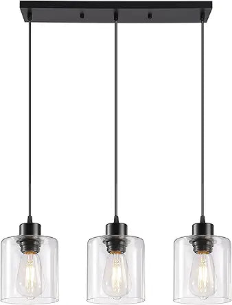 3-Light Black Pendant Light Kitchen Island Dinning Room