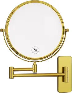 Nicesail Wall Mounted Magnifying Makeup Mirror Antique Brass 7X 8inch