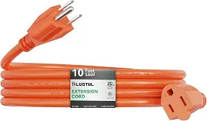 Outdoor Extension Cord 10 FT | 16/3 Gauge Heavy Duty 3 Prong Extension Cord, 13A 1625W SJTW, ETL Listed, Great for Garden and Home, Orange