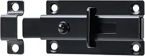 Alise 3 Inch Slide Bolt Latch,Black Spring-Automatic Latch for Inside Door