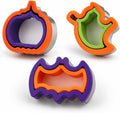 Halloween Sandwich Cutter Set, 3-Piece Stainless Steel Crust Sealer | Colorful press rims cut and seal filled bread, cookies, pastry and fondant for Halloween treats