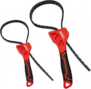 SHALL 2-piece Strap Wrench, Adjustable Rubber Strap Wrench with Max Diameter 4" (Small) & 6" (Large) for Oil Filter Water Filter Shower Head Jar Opener