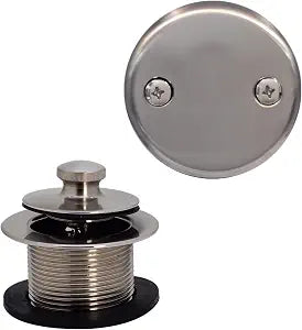 Westbrass Twist & Close Tub Trim Set with Two-Hole Overflow Faceplate, Satin Nickel, D94-2-07