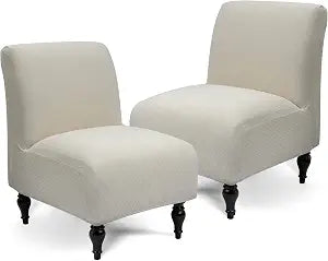 Iauddy Armless Accent Slipper Chair Cover Slipcover,Stretch Spandex Removable Jacquard Non-Slip Silp Cover for Accent Chair Without arms Furniture Protector for Living Dining Room