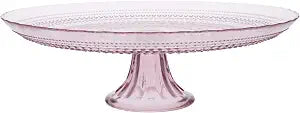 FORTESSA Jupiter Beaded Hobnail Glass Vintage Themed Collection, 13 Inch Vintage Cake Stand, Dishwasher-Safe, Glass Cake Stand, Pink