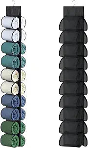 20-Pocket Hanging Legging Organizer for Closet Storage (Black)