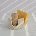Natural Travertine Marble 2-in-1 Sponge Holder for Kitchen Sink - Heavy Duty Stone Sink Caddy, 2-Slot Scrubber Organizer for Scrub Daddy with Anti-Slip Pads, Housewarming Gift, Beige Travertine