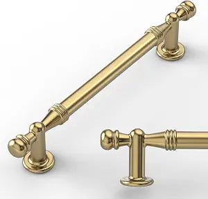 Amerdeco 10 Pack Champagne Bronze Cabinet Pulls 5 Inch(128mm) Hole Center Drawer Pulls Cabinet Hardware Kitchen Cabinet Handles for Bathroom ZH0083