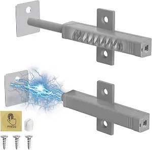 Push to Open Cabinet Hardware, Jiayi Strong Spring Magnetic Push Door Latches, Heavy Duty Push Close Drawer Opener, Pop Out Release Touch Latch for Hidden Barn Kitchen Large Drawer Catch(Gray, 2 Pack)