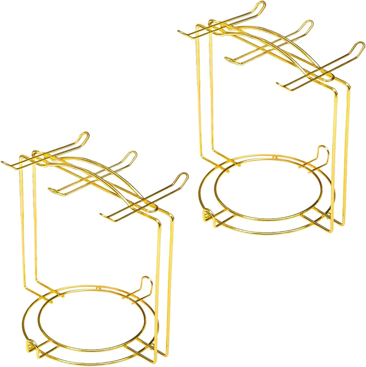2 Pack 6-Hook Gold Metal Teacup Holder Stand for Kitchen Counter