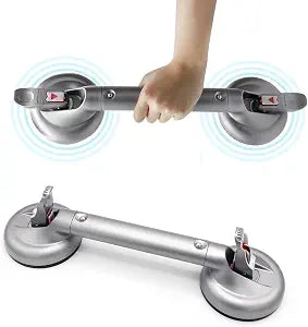 Suction Grab Bar for Shower Bathtub, Heavy Duty Shower Handle with Strong Suction Cup for Bathroom Wall, Max 269lbs Safety Handrails Non-Slip Grip for Seniors Elderly Disabled Handicap, 17 Inch Silver