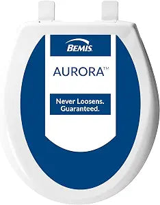 Bemis Aurora Slow Close Toilet Seat, Easy Clean Hinges and Adjustable Perfect Fit Plastic Seat, Made in USA, Round, White
