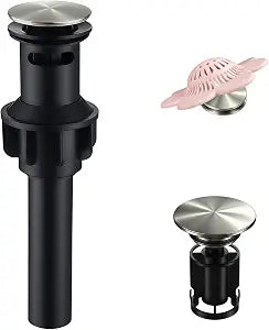 Bathroom Sink Drain with Overflow,Nickel Brushed Bathroom Sink Stopper