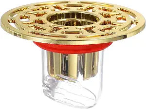 uxcell Odor Proof Floor Drain, ABS Floor Drain Cover Shower Plug Drain Backflow Preventer Suitable for 1.3-1.7" Caliber Pipes Tubes Bathroom Kitchen, Gold/Transparent