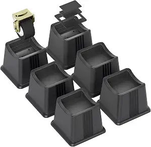 ZTON Bed Furniture Risers Elevation in Height 3" Heavy Duty Risers for Both Posts and Wheels of Furniture Sofa Bed Couch Chair Table, Support up to 3000 lbs. (6 Pack, Black)