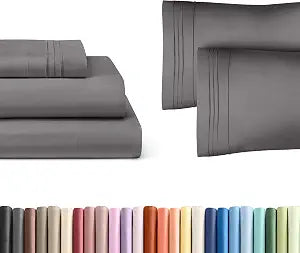 Dark Grey 3-Piece Sheet Set & Pillowcase Bedding Bundle (Twin XL Size) - Complete Twin XL Sheet Set & 2 Pillowcases w/ Deep Pockets up to 16 inches - Hotel Luxury Quality - Soft, Breathable & Cooling