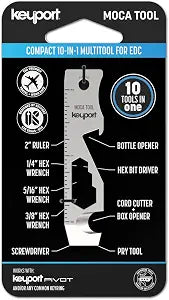 Keyport MOCA 10-in-1 Keychain Multitool - Flat EDC Key Tool - Silver