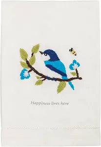 Mud Pie Happy Embroidered Garden Towel