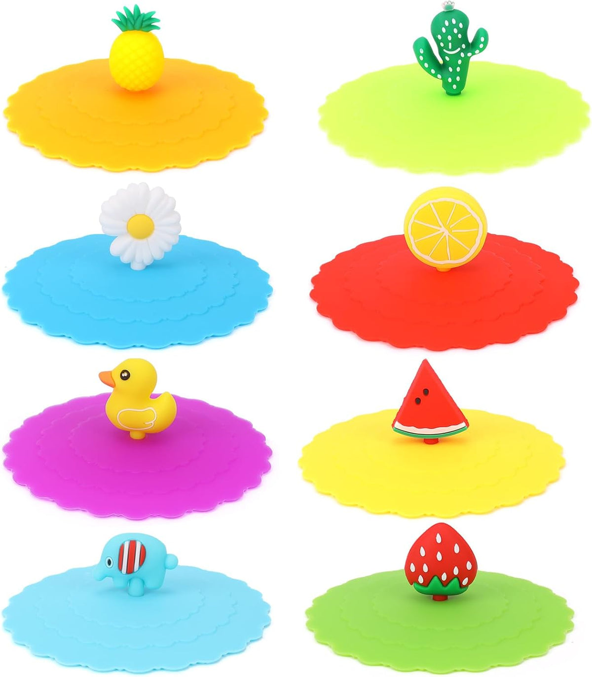 8 Pcs Silicone Cup Lids Mug Cover Colorful Anti-dust Coffee Cup Mug Covers Cute Silicone Mug Lid Cover for Cups Mugs Outdoors and Indoors(Style 1ï¼‰