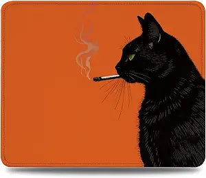 HONLUNG Cat Mouse Pad,Black Cat Gifts,Funny Kitten Mouse Pad for Home Office Dorm Desk Accessories Computers Laptop, 9.4x7.9 Inch