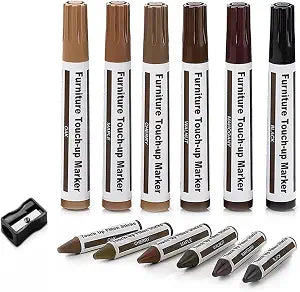 Furniture Repair Kit Wood Markers - 13 Markers & Wax Sticks with Sharpener