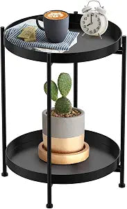 Round Side Table,Black End Table