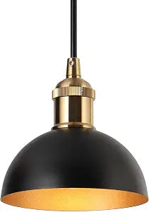 classy leaves Black and Gold Pendant Light, Dome Industrial Kitchen Pendant Lighting Modern Pendant Hanging Lights for Kitchen, Dining Room, Entryway, Bedroom