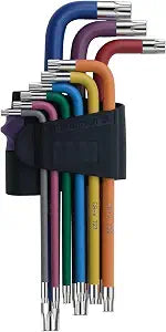 9 Pc Hex Key Allen Wrench Set, Torx TRX Star Coloured Wrench Set T10, T15, T20, T25, T27, T30, T40, T45, T50 for Furniture Assembly, Bicycle Maintenance, Household DIY