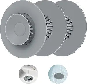 Bathroom Sink Stopper Silicone 3 Pack, Tub Drain Hair Catcher