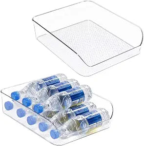 Ettori 2 Pack Water Bottle Organizer Refrigerator Organizer Bins and Clear Storage Bins for Fridge, Freezer, Cabinet, Cupboard, Pantry Shelf, BPA-Free