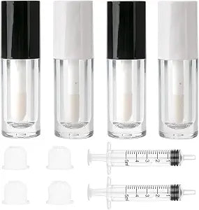Qeuly 4Pcs 6ml Empty Lip Gloss Tubes with Wand for DIY Essence Lip Gloss