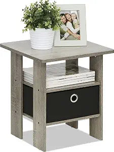 Furinno ANDREY Square Side Table, End Table, Night Stand, French Oak