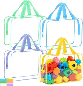 4 Packs Extra Large Toy Storage Bags with Zipper, Clear Toy Organizer Bag