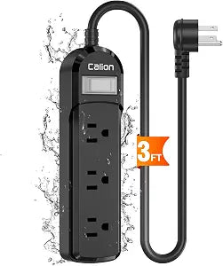VNJ Outdoor Power Strip IPX6 Weatherproof 3 Outlets 3FT Extension Cord