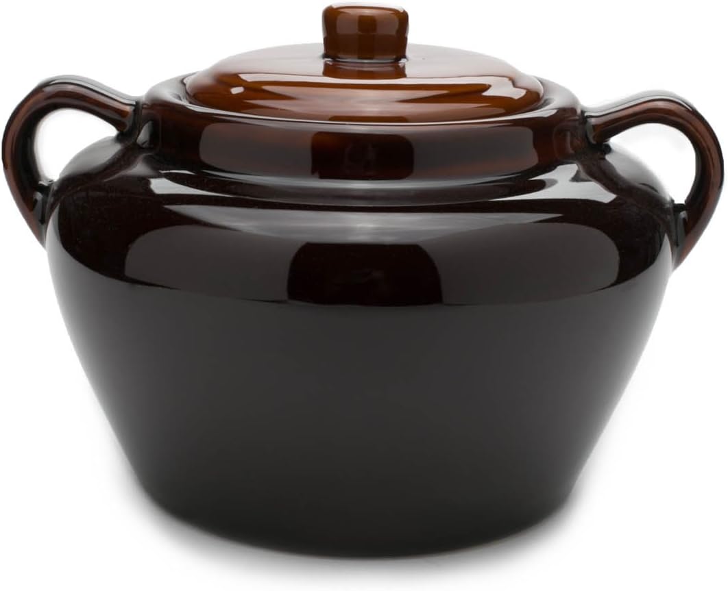 Fox Run Stoneware Bean Pot, 3.5-Quart Capacity Baked Bean Pot With Lid