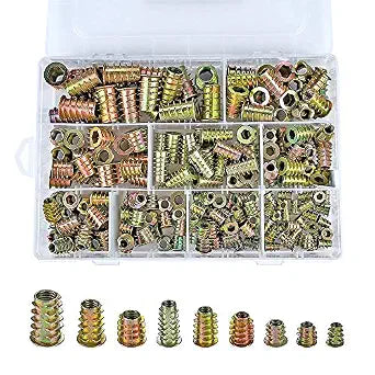 200Pcs M4-M10 Zinc Alloy Threaded Insert Nuts Hex Socket for Wood Furniture